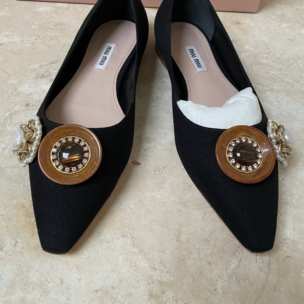 Authentic Miu Miu black denim flats size 40 NIB - Picture 13 of 16